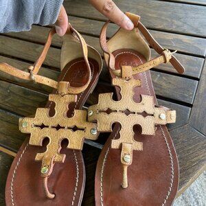 Tory Burch Phoebe Thong Sandals Royal Tan Size 9